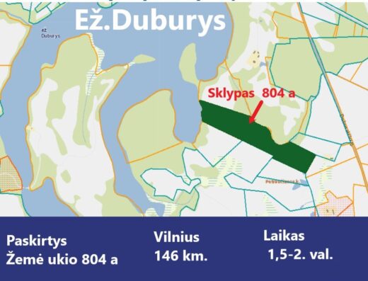 PARDUODAMAS 8,04 ha SKLYPAS SU 120 m DUBURIO EŽERO PAKRANTE
